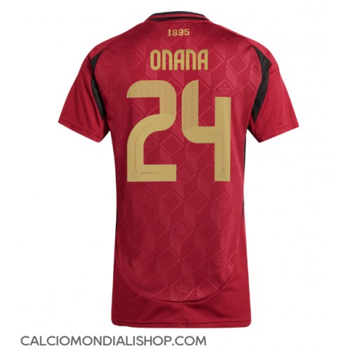 Maglie da calcio Belgio Amadou Onana #24 Prima Maglia Femminile Europei 2024 Manica Corta